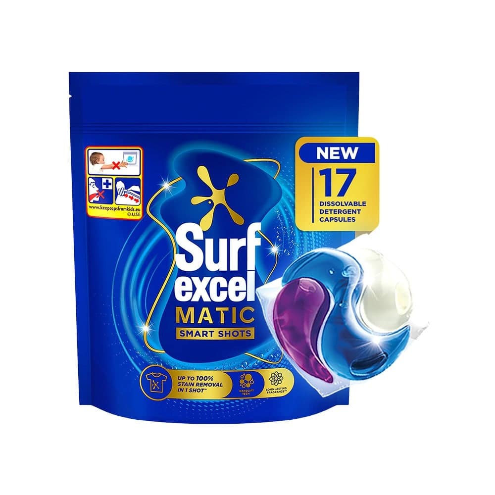 Surf Excel 3-in-1 Smart Shots, 17 capsules x 19.9 g (338.3 g total)